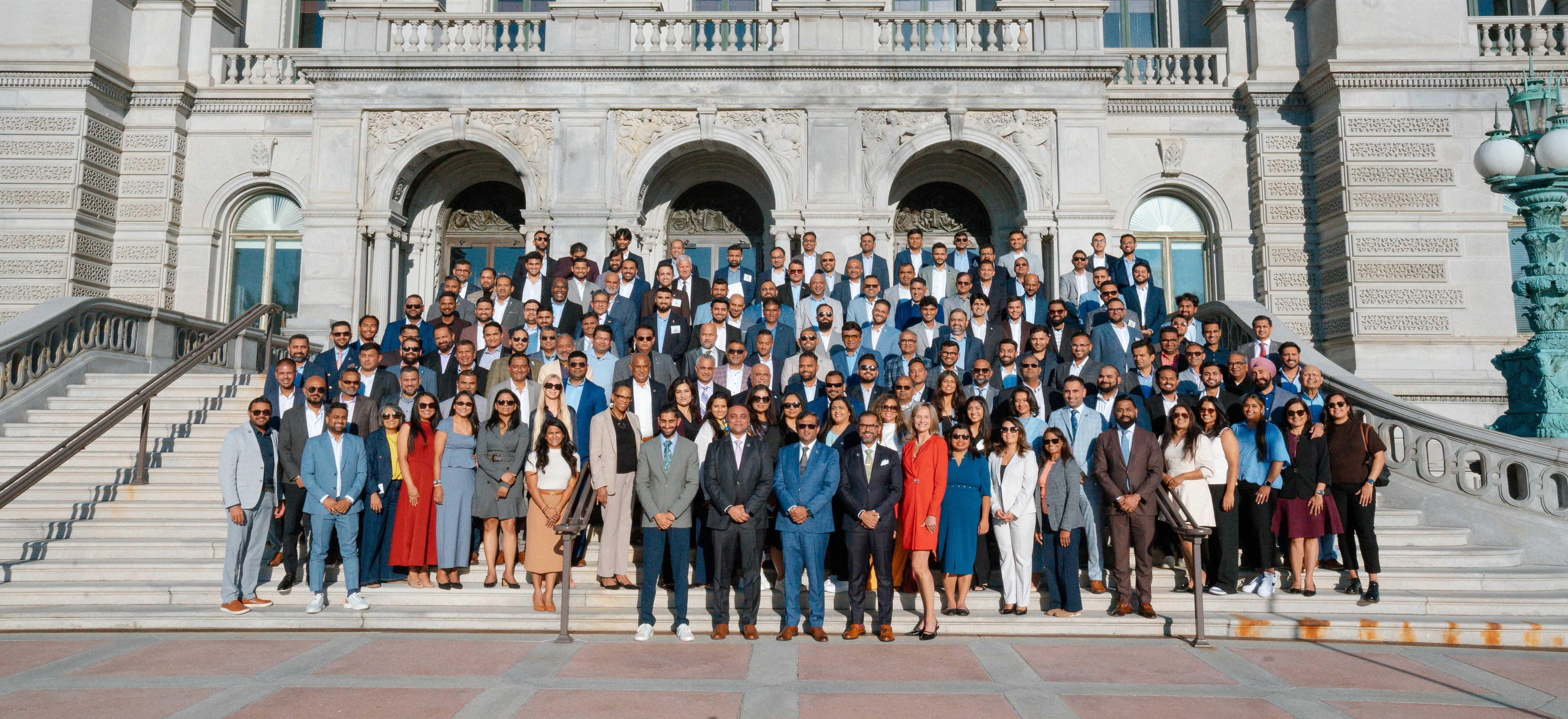 AAHOA members gathered on the steps of the National Leadership and Advocacy Conference 2026